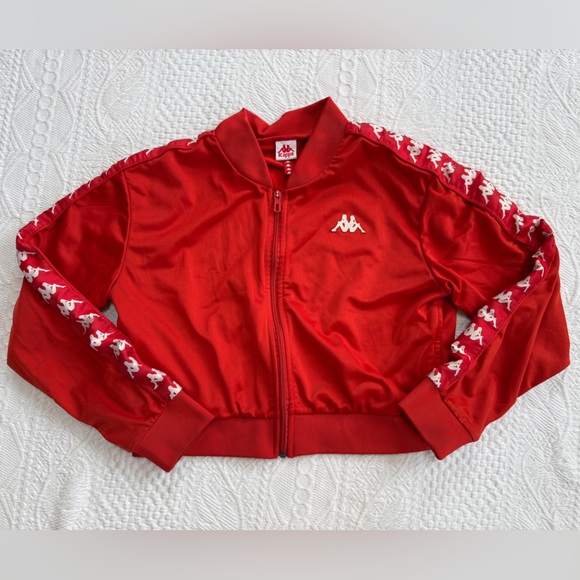 Kappa Jackets & Blazers - Kappa Cropped Full Zip Jacket Women’s Size Large L Classic Red White